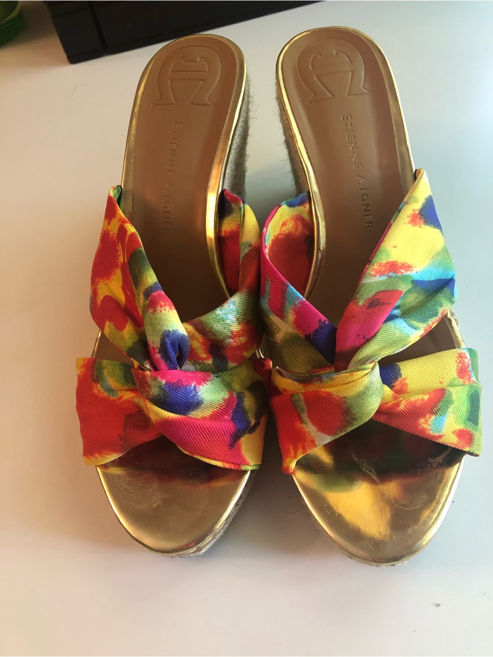 Aigner Wedge Sandals size 8
